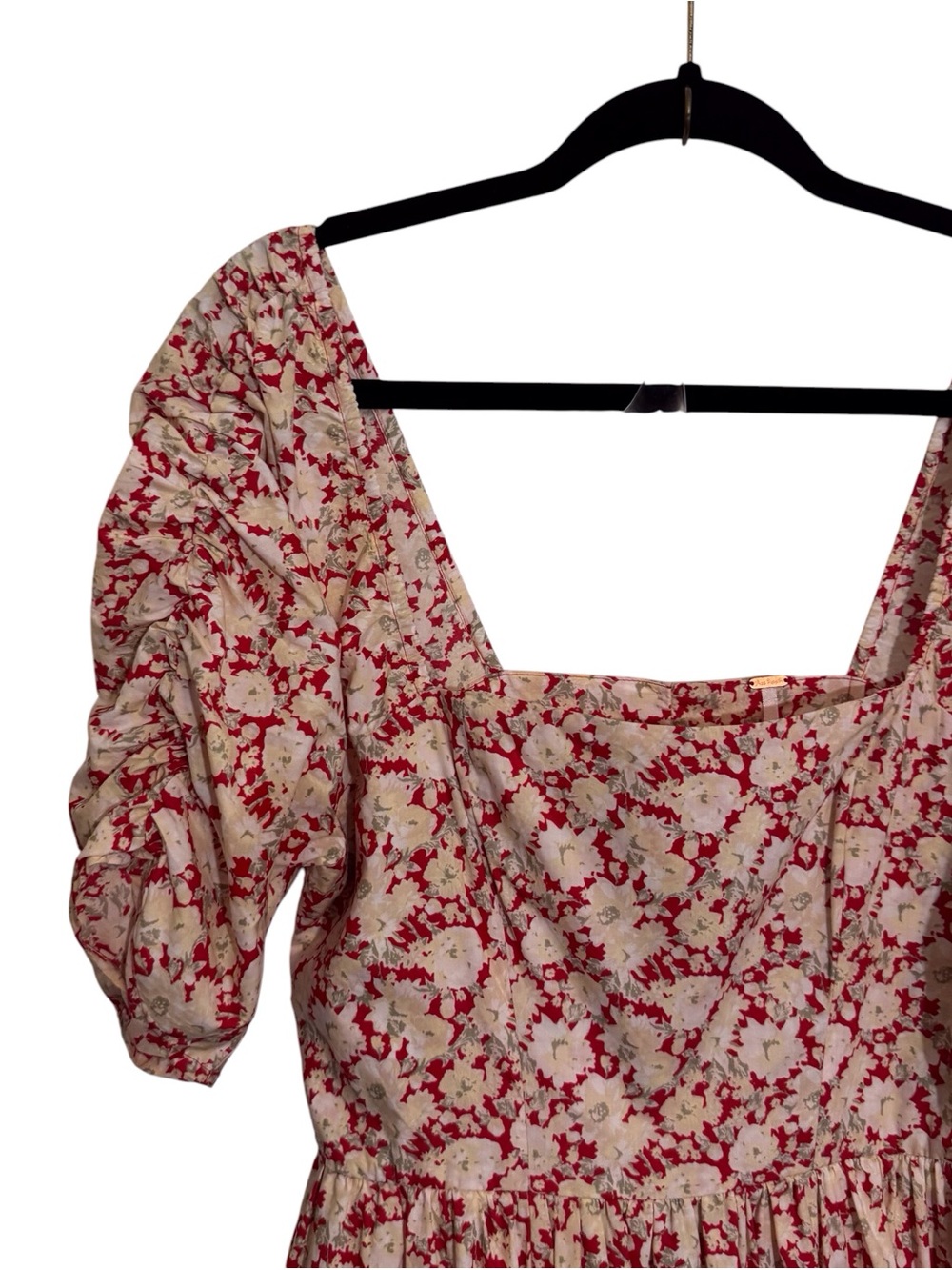 Free People Size 6 Red Floral She’s A Dream Boho Midi Dress Cottagecore Cotton - Picture 3 of 12